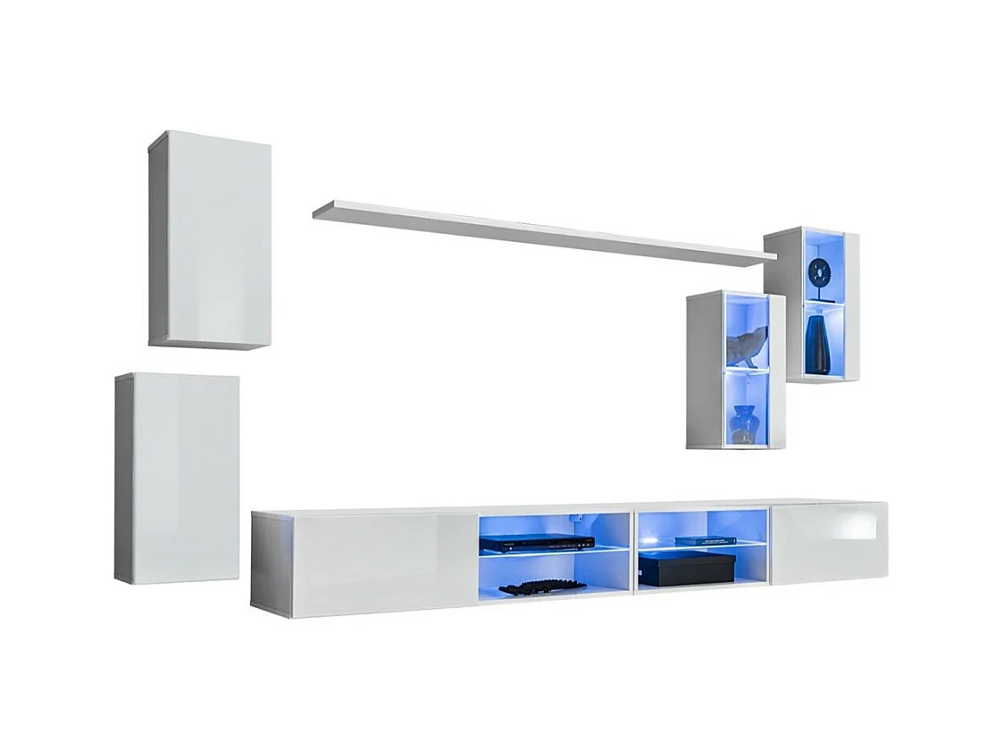Ensemble meubles de salon SWITCH XXV design, coloris blanc brillant.
