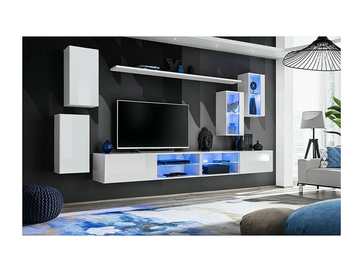 Woonkamer meubelset SWITCH XXV design, in glanzend witte kleur.