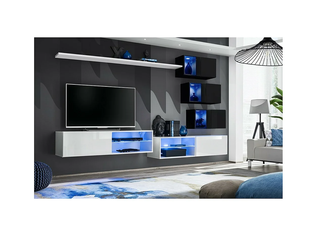 Wohnzimmermöbelset SWITCH XXIV, Design in Schwarz und Weiß.