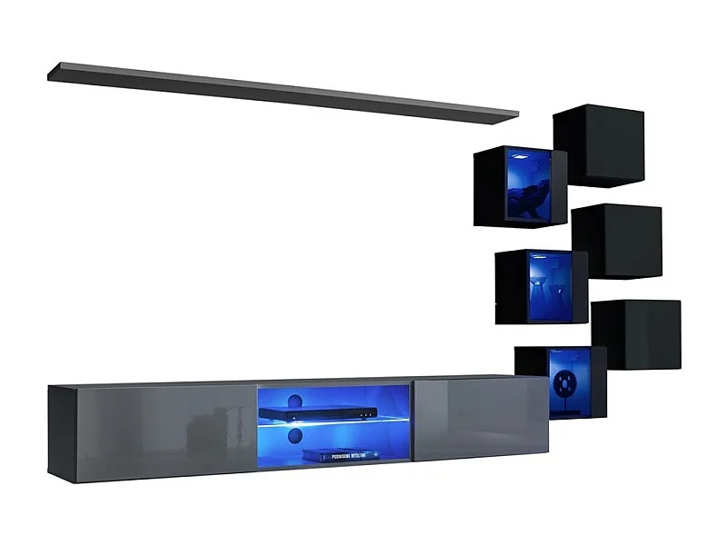 Ensemble meubles de salon SWITCH XXI design, coloris gris et noir.