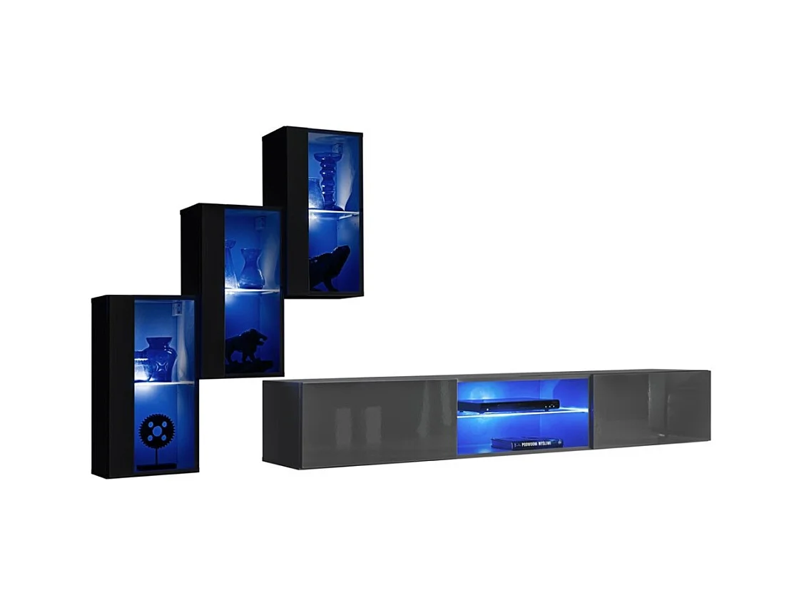 Ensemble meubles de salon SWITCH XXII – LED – Noir et gris – Design suspendu