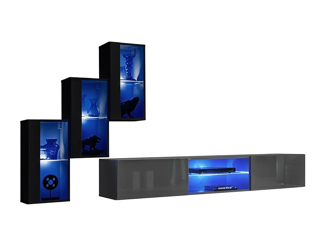 Salonmeubelset SWITCH XXII – LED – Zwart en grijs – Hangend design