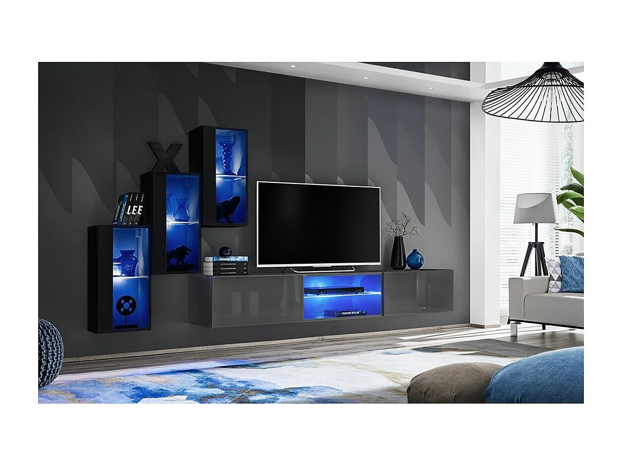 Salonmeubelset SWITCH XXII – LED – Zwart en grijs – Hangend design