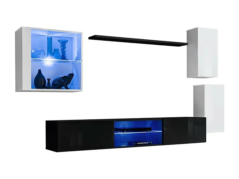 Wohnzimmermöbelset SWITCH XXIII, Design in Weiß und Schwarz.