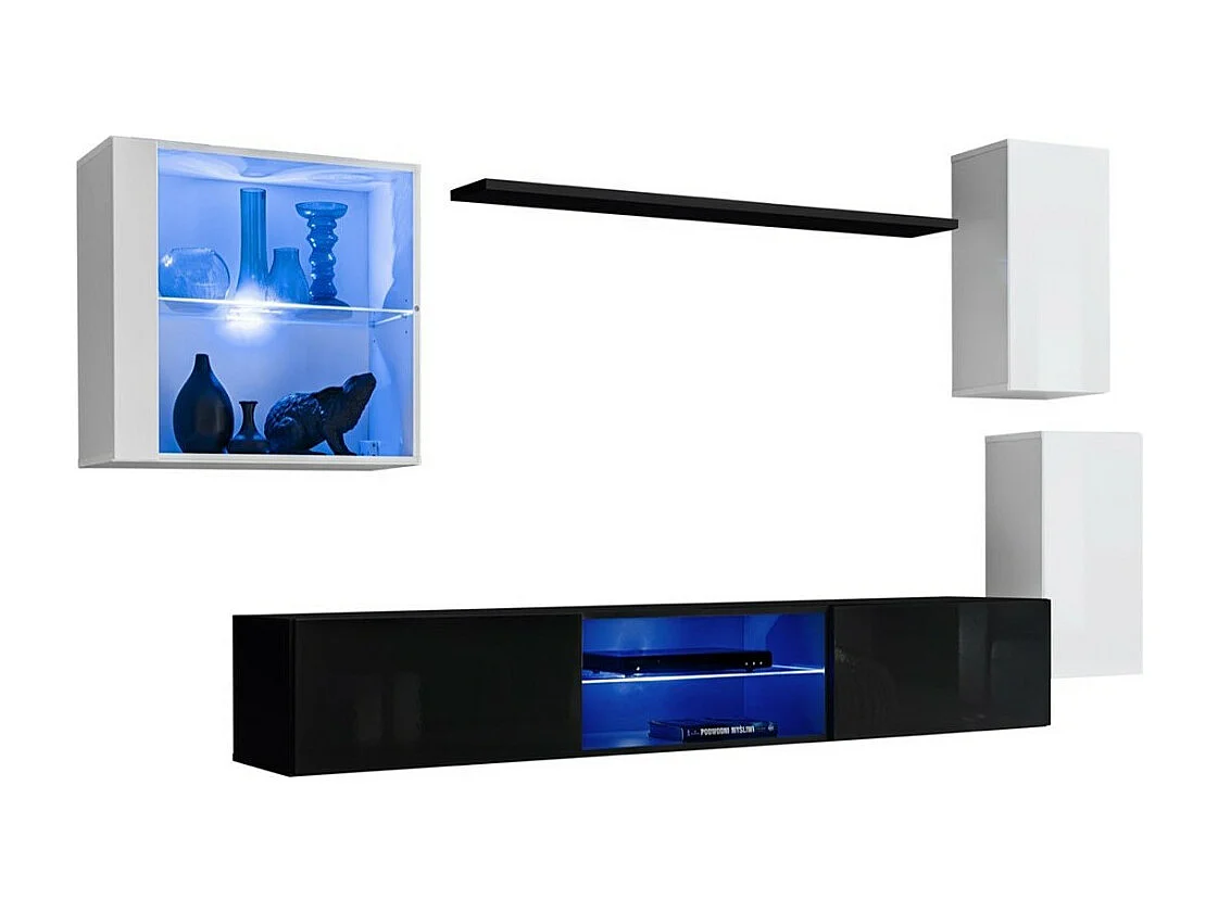 Ensemble meubles de salon SWITCH XXIII design, coloris blanc et noir