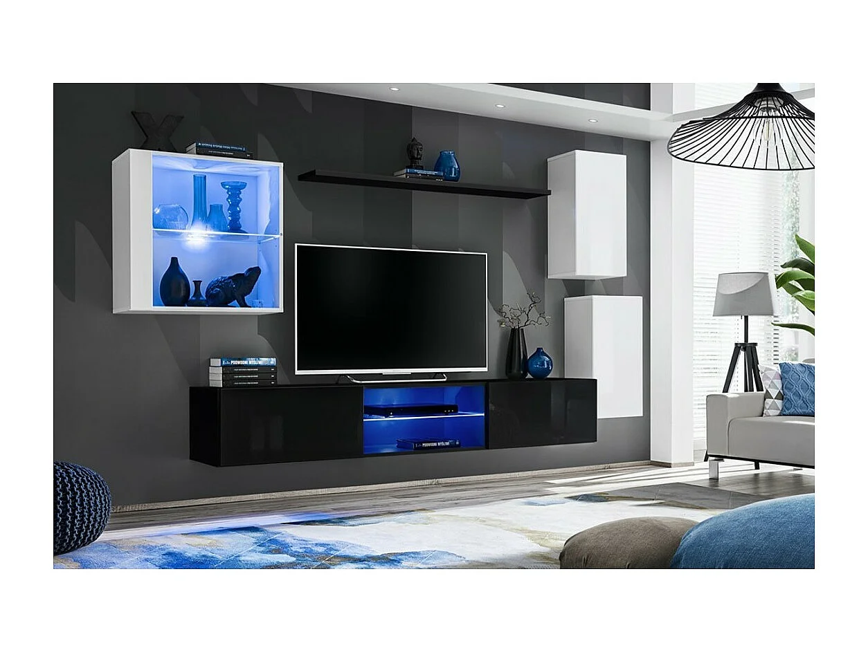 Ensemble meubles de salon SWITCH XXIII design, coloris blanc et noir