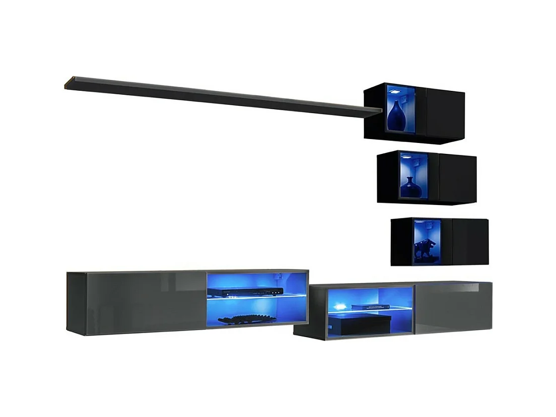 Ensemble meubles de salon SWITCH XXIV design, coloris Gris et noir.