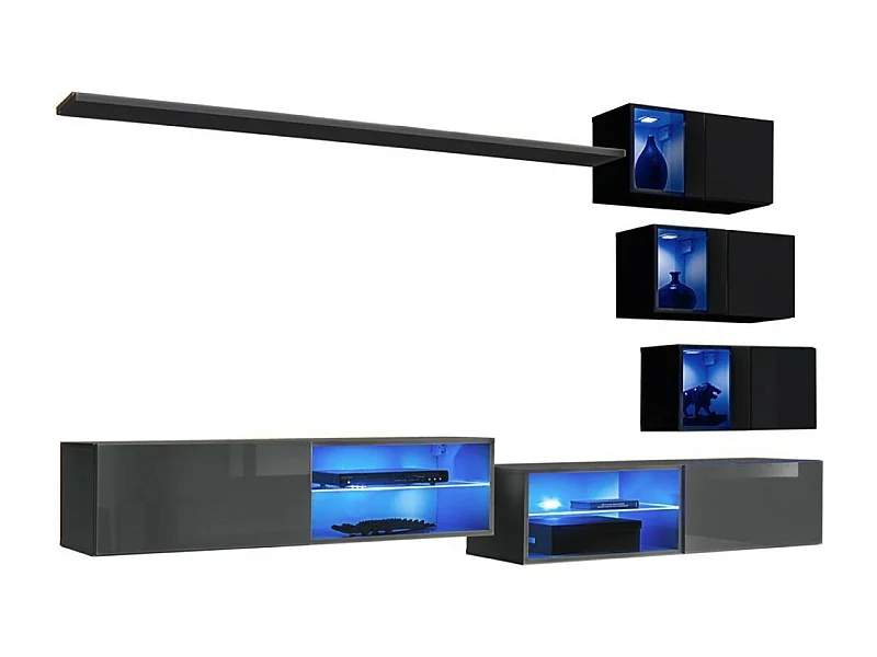 Ensemble meubles de salon SWITCH XXIV design, coloris Gris et noir.