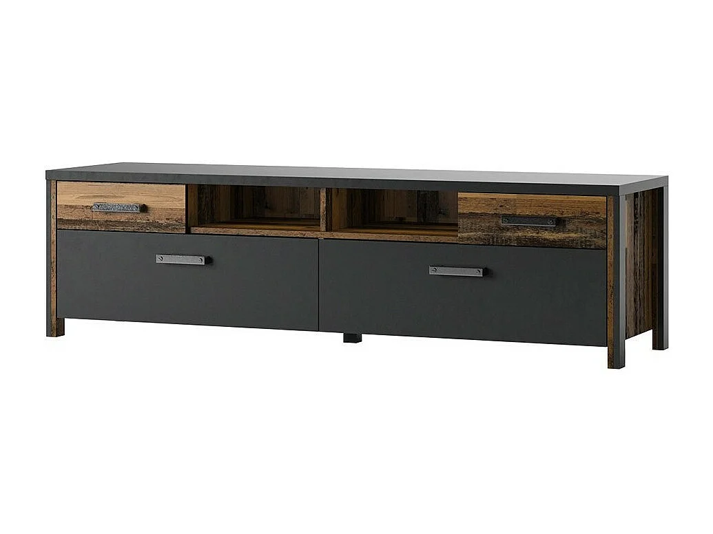 Set di 3 mobili da soggiorno collezione WINDSOR. Colori grigio antracite e rovere scuro.