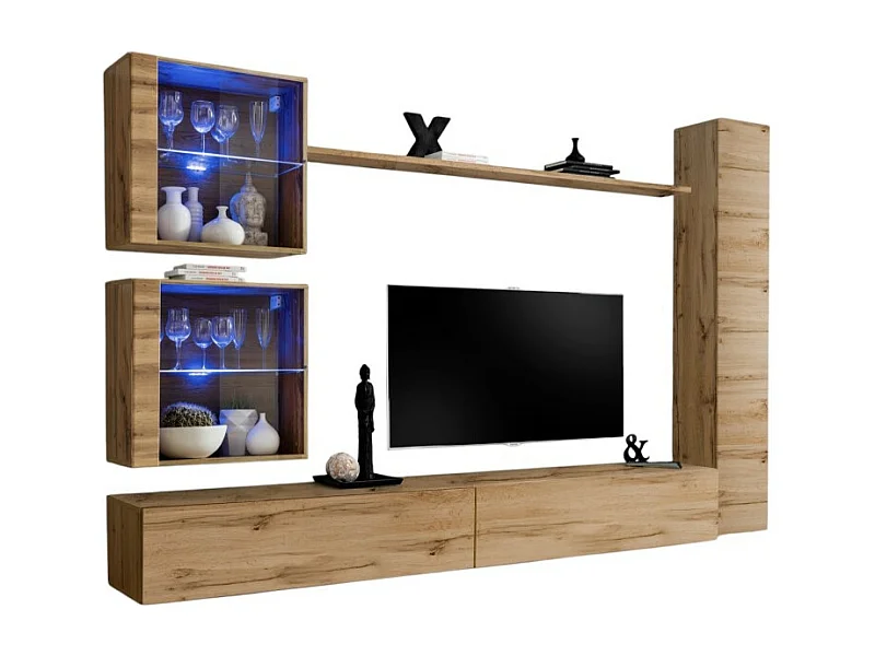 Mobile da soggiorno da parete SWITCH XVIII design, colore quercia Wotan.