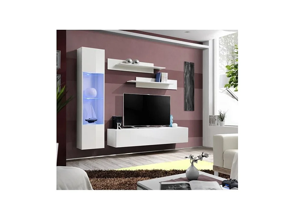 Móvel para TV FLY G3 design, na cor branco brilhante. Móvel suspenso moderno e na moda para a sua sala de estar.
