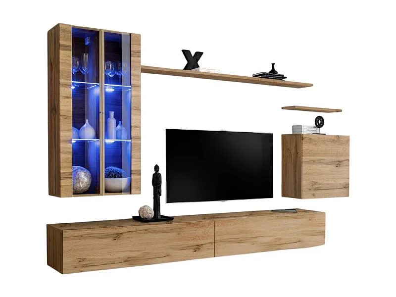 Conjunto de muebles de salón mural SWITCH XII diseño, color roble Wotan.