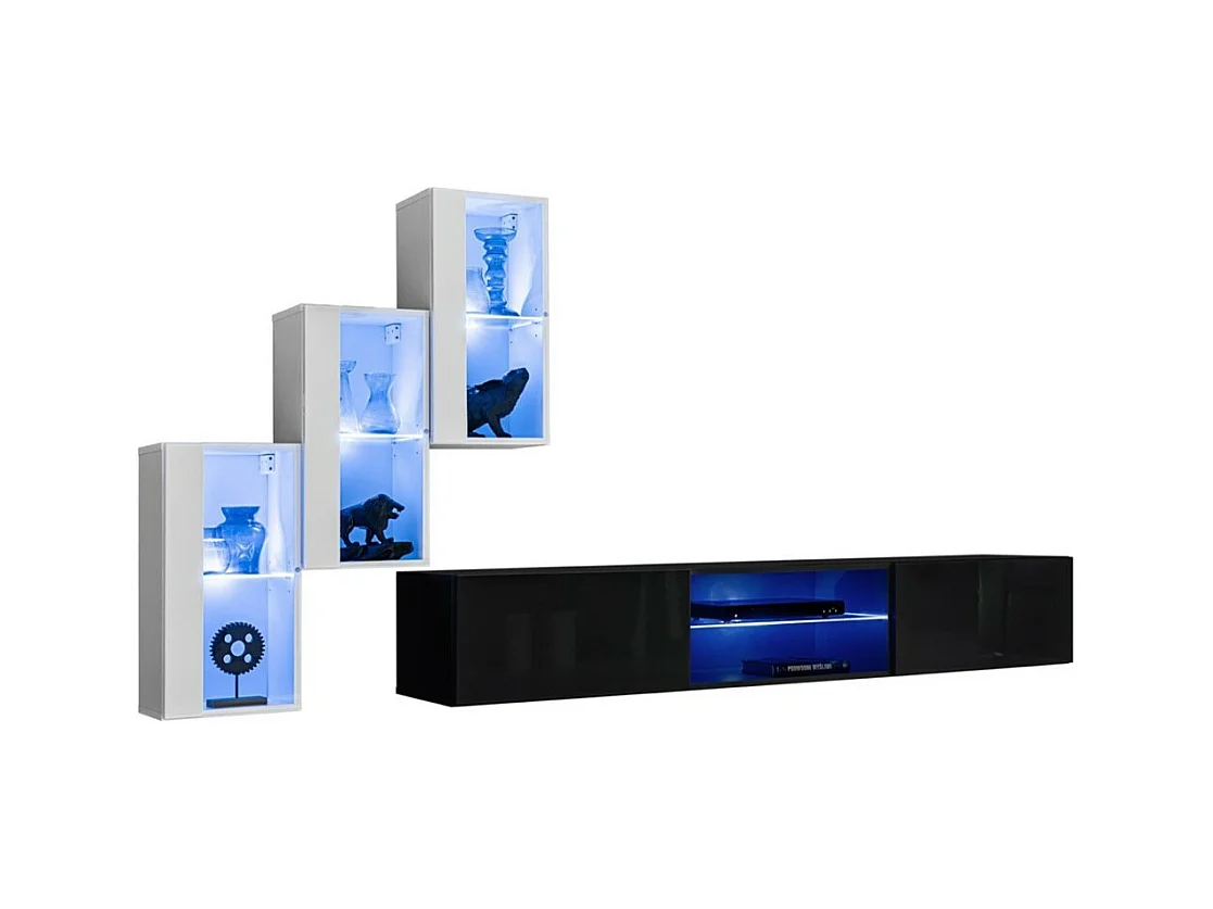 Wohnzimmermöbel-Set SWITCH XXII im Design, Farbe Weiß und Schwarz.