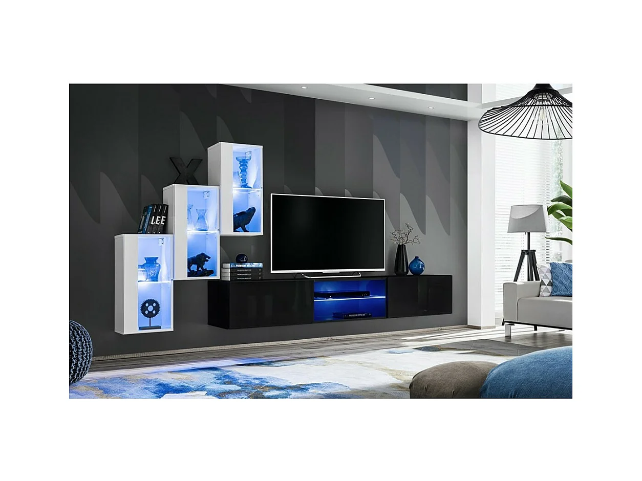 Wohnzimmermöbel-Set SWITCH XXII im Design, Farbe Weiß und Schwarz.