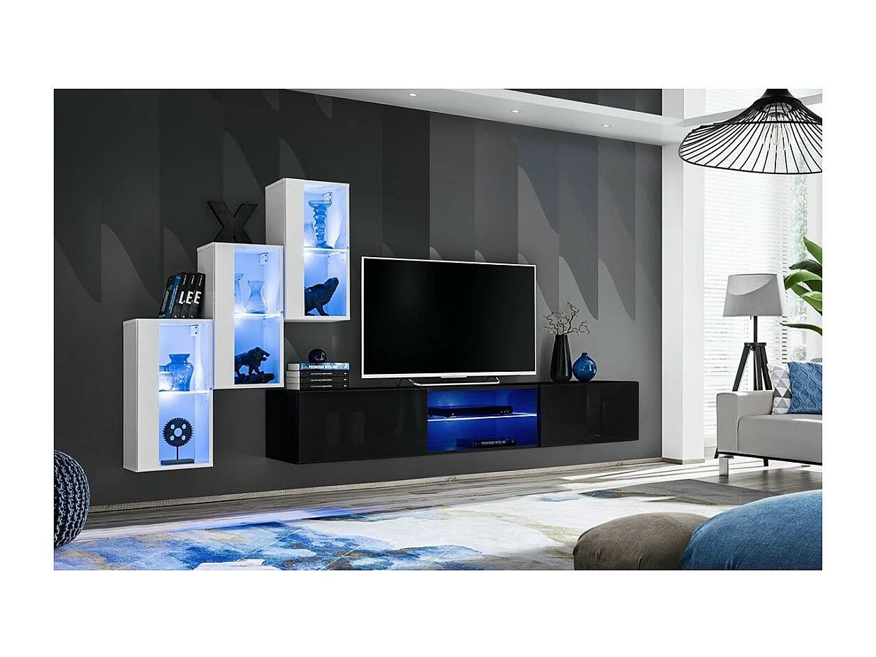 Woonkamer meubelset SWITCH XXII design, kleuren wit en zwart.