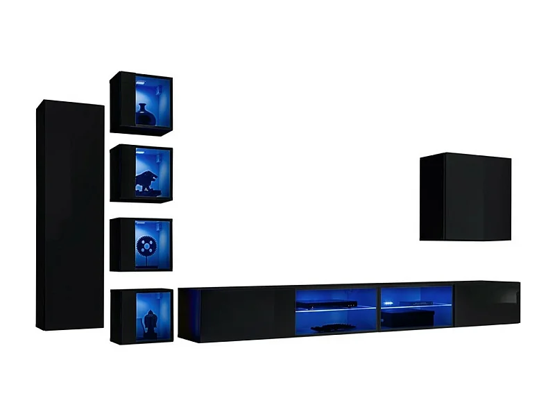 Woonkamermeubelset SWITCH XXVI design, in glanzend zwart.