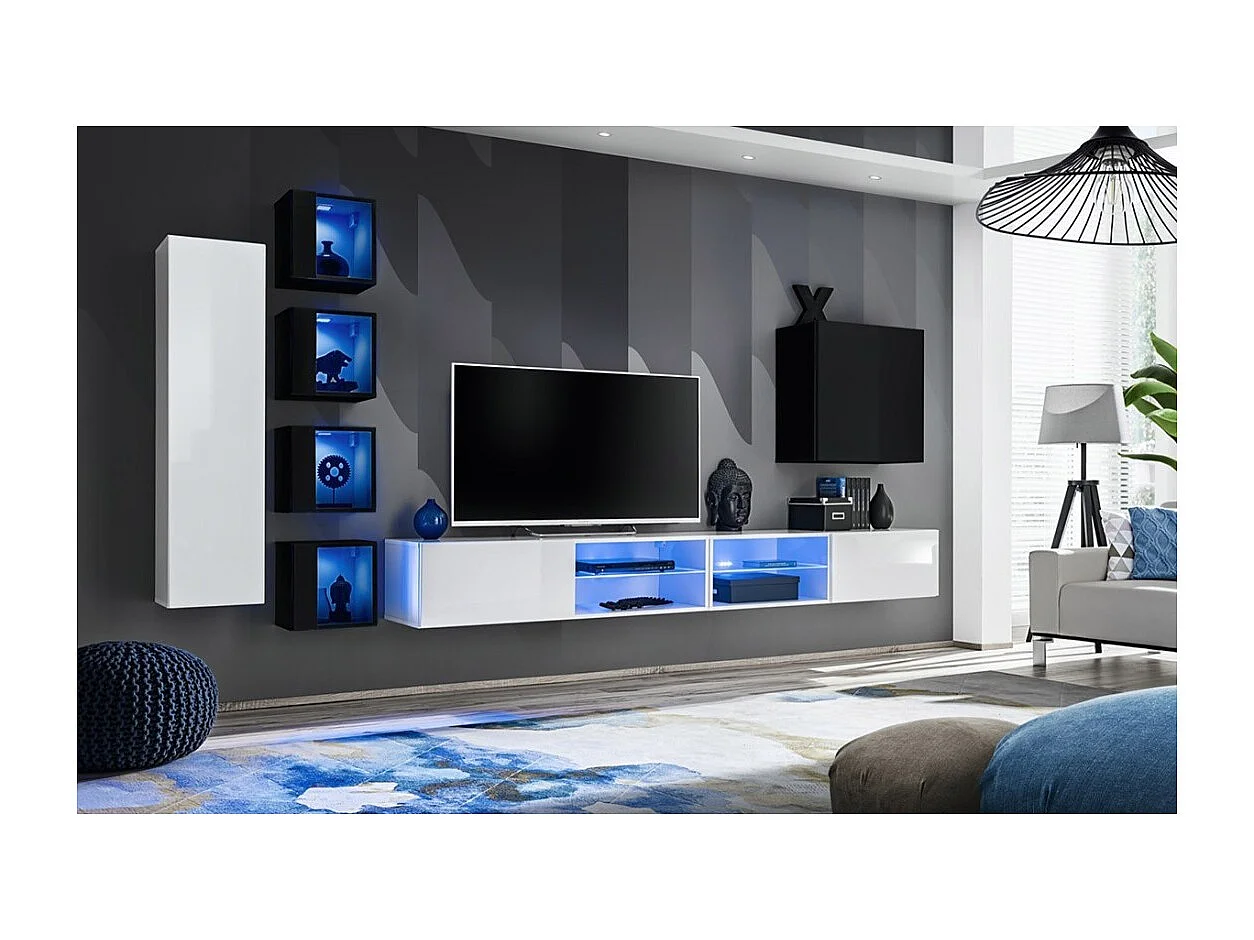 Set di mobili da salotto SWITCH XXVI, design, colore bianco e nero.
