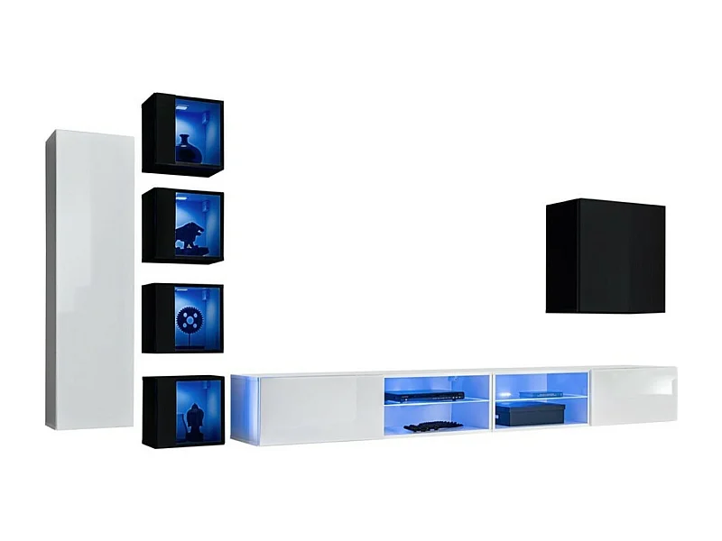 Woonkamerset SWITCH XXVI design, in wit en zwart.