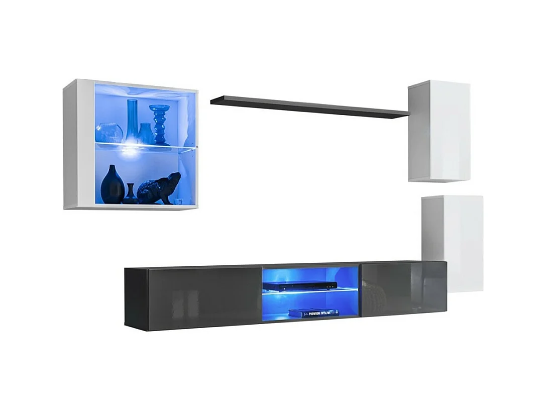 Ensemble meubles de salon SWITCH XXIII design, coloris blanc et gris
