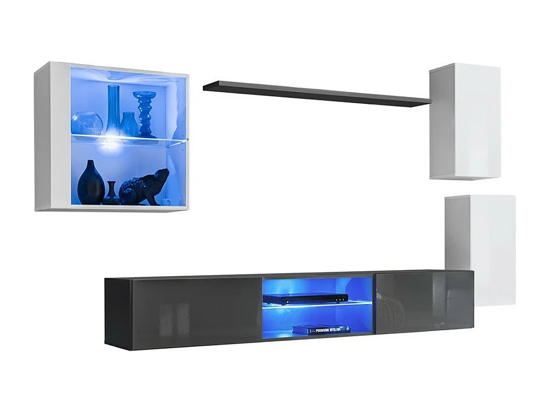 Woonkamermeubelset SWITCH XXIII design, in wit en grijs kleuren