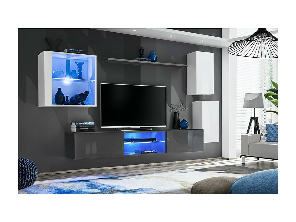 Woonkamermeubelset SWITCH XXIII design, in wit en grijs kleuren