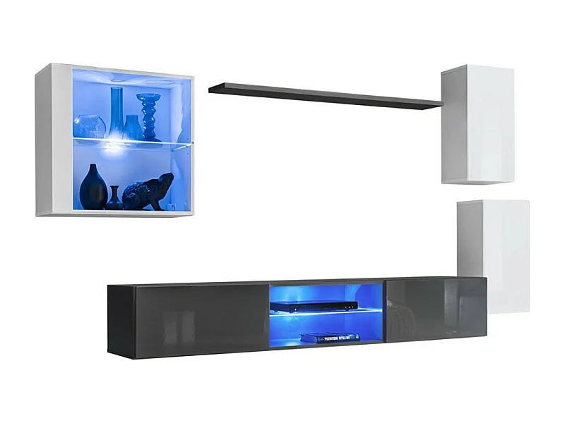 Ensemble meubles de salon SWITCH XXIII design, coloris blanc et gris