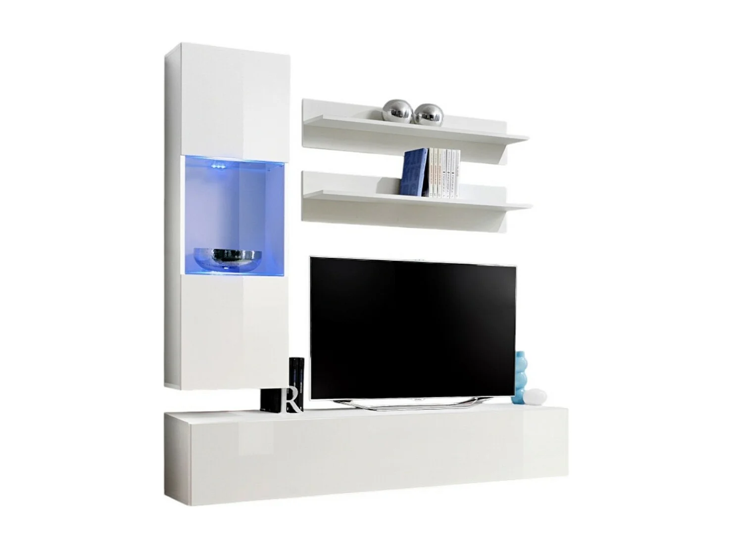 TV-meubel FLY H3 design, in glanzend wit. Modern en trendy zwevend meubel voor uw woonkamer.