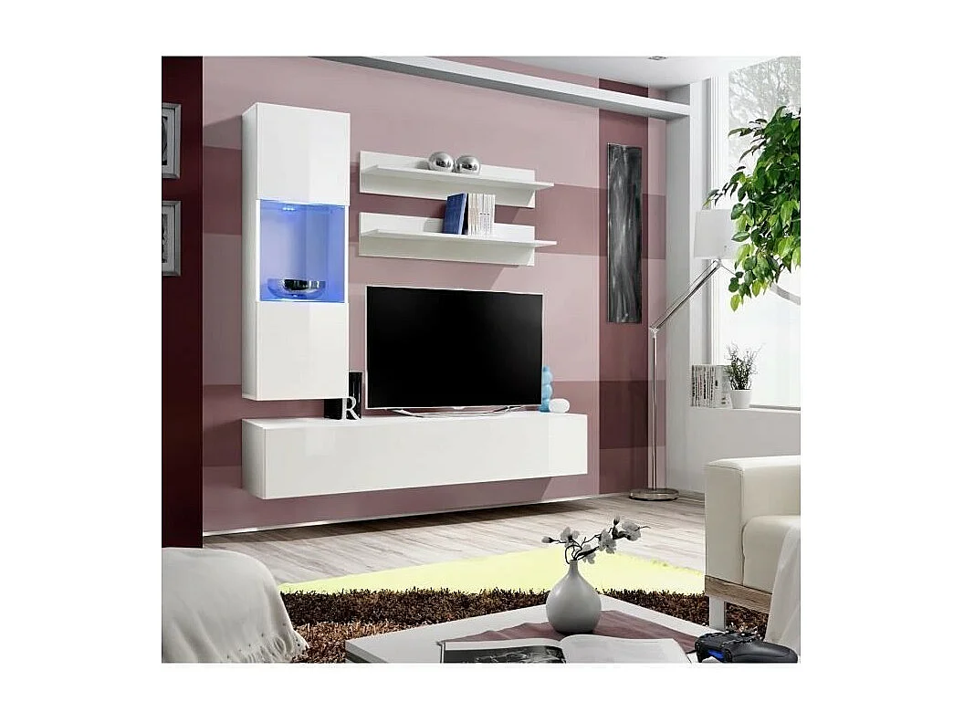 TV-meubel FLY H3 design, in glanzend wit. Modern en trendy zwevend meubel voor uw woonkamer.