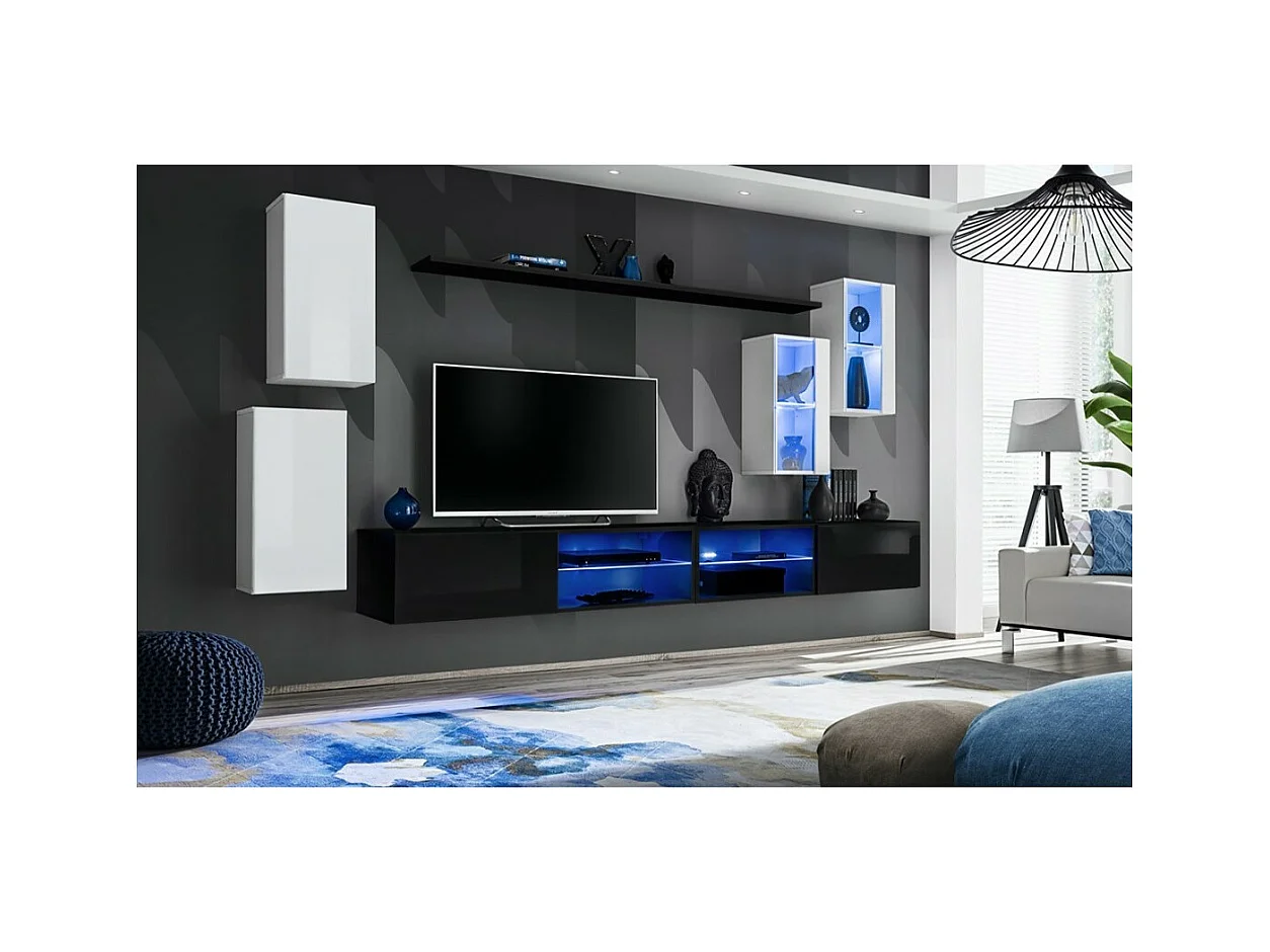 Set di mobili da salotto SWITCH XXV design, colore bianco e nero.
