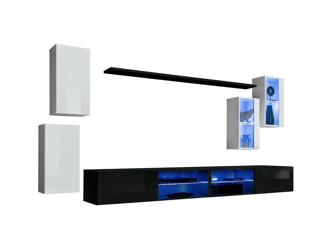 Ensemble meubles de salon SWITCH XXV design, coloris blanc et noir.