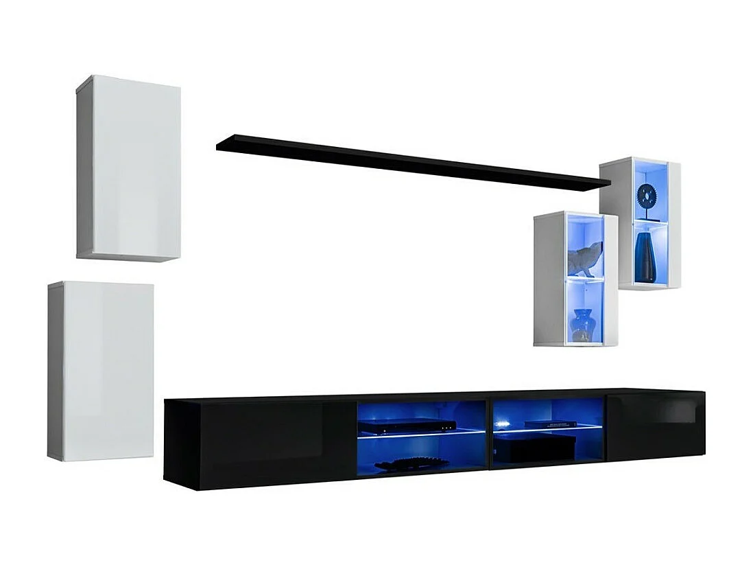 Ensemble meubles de salon SWITCH XXV design, coloris blanc et noir.