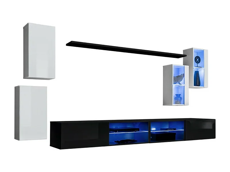 Ensemble meubles de salon SWITCH XXV design, coloris blanc et noir.