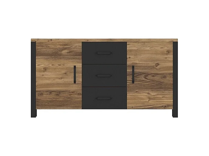 Set van 6 woonkamermeubels DARWIN - Spar en zwart