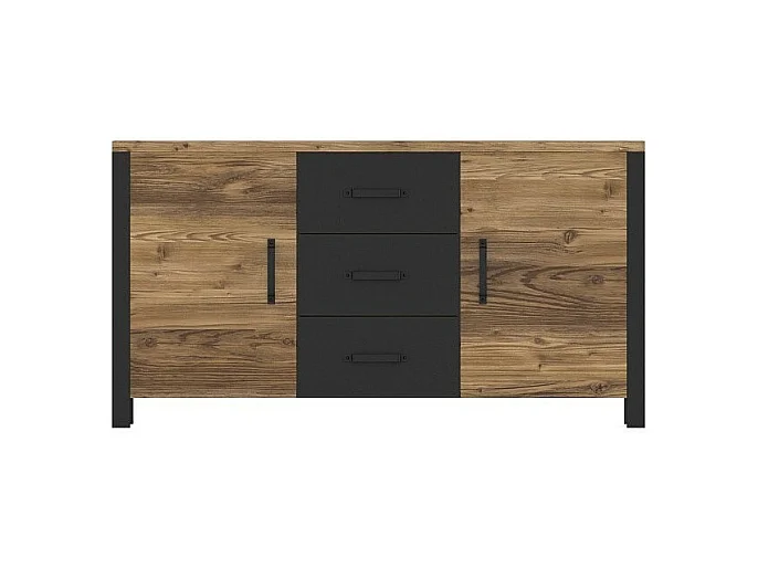 Set van 6 woonkamermeubels DARWIN - Spar en zwart