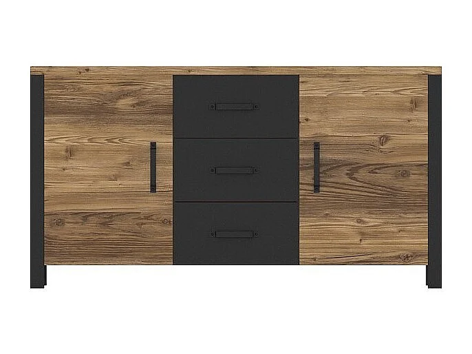 Conjunto de 6 móveis para sala de estar, coleção DARWIN. Cor: pinho e preto.