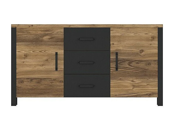 Conjunto de 6 móveis para sala de estar, coleção DARWIN. Cor: pinho e preto.