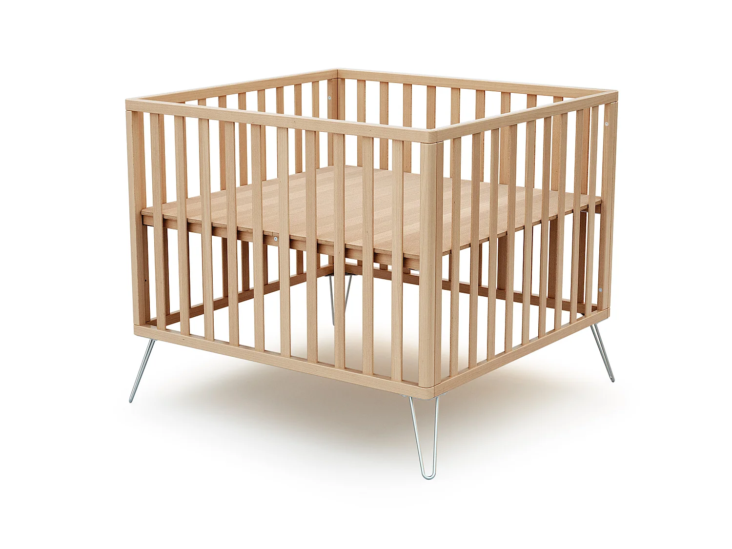 Parque infantil ONLY madera - Haya/Acero - 100 x 100 cm