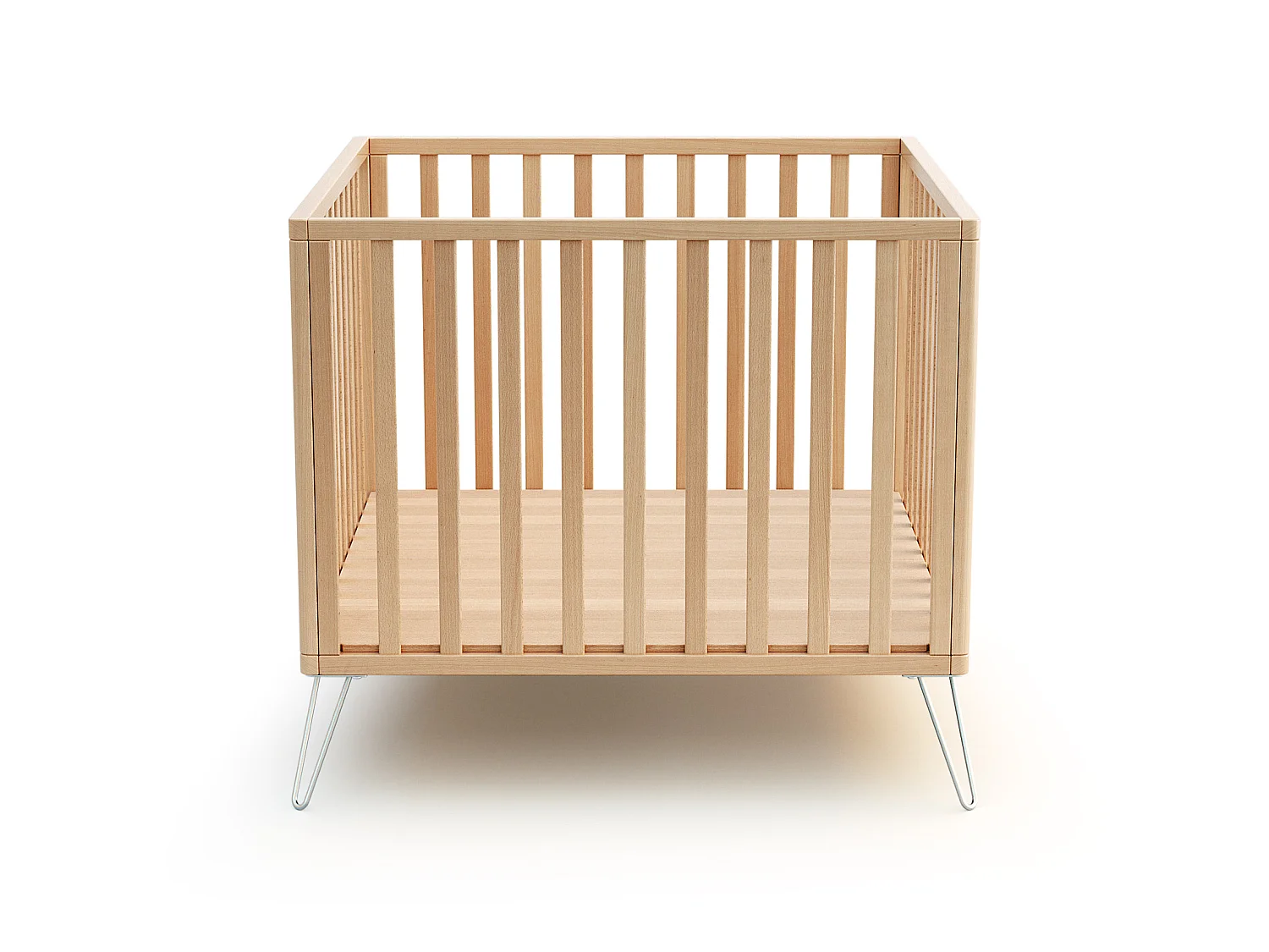 Laufgitter Baby ONLY Holz Buche und Stahl 100 x 100 cm