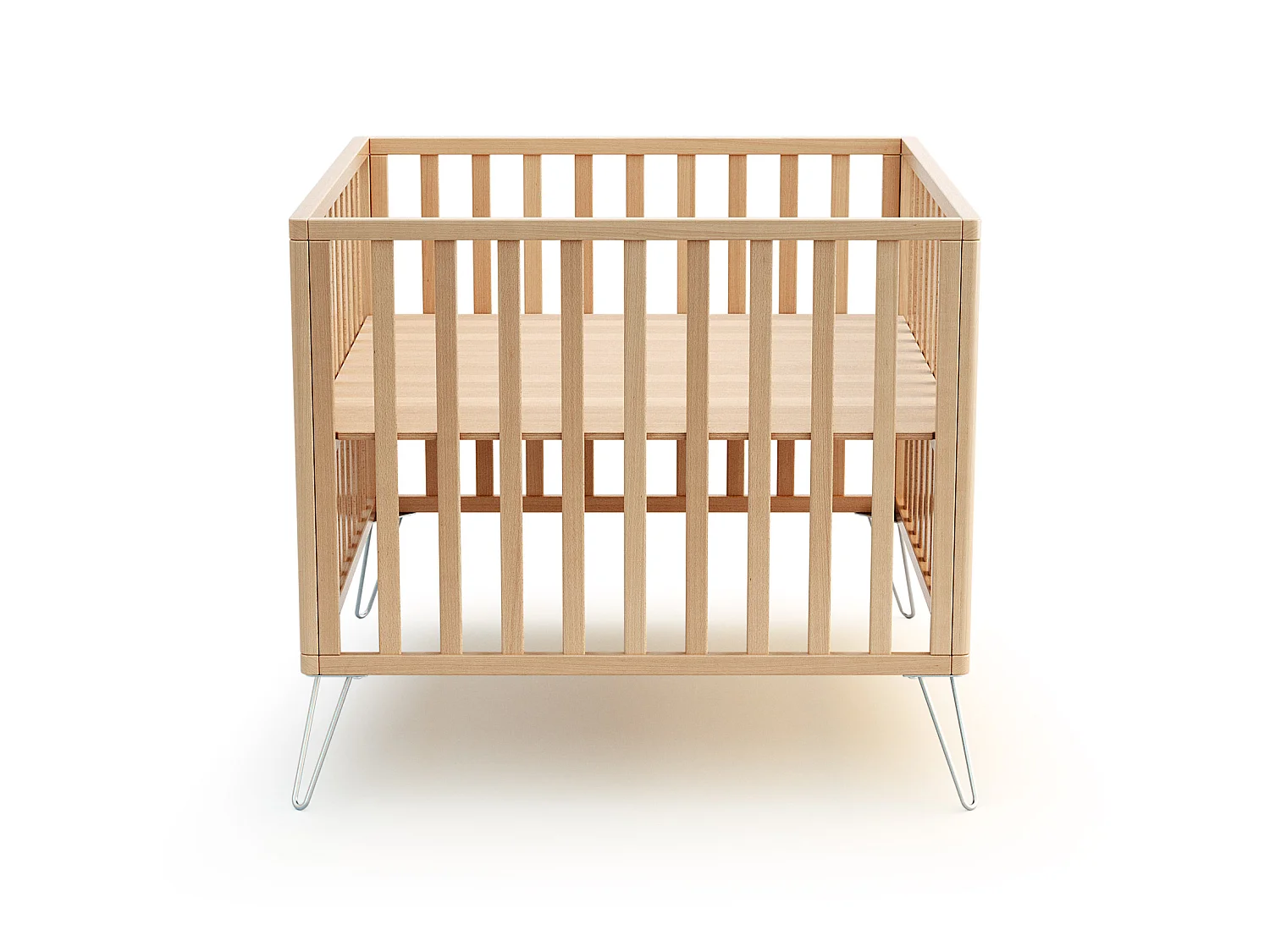 Laufgitter Baby ONLY Holz Buche und Stahl 100 x 100 cm