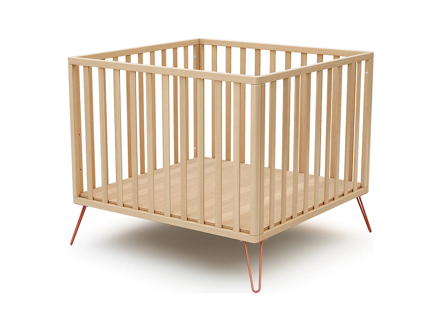 Parque infantil ONLY madera - Haya/Terracotta - 100 x 100 cm