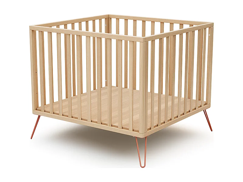 Parc bébé en bois ONLY Hêtre et Terracotta 100 x 100 cm