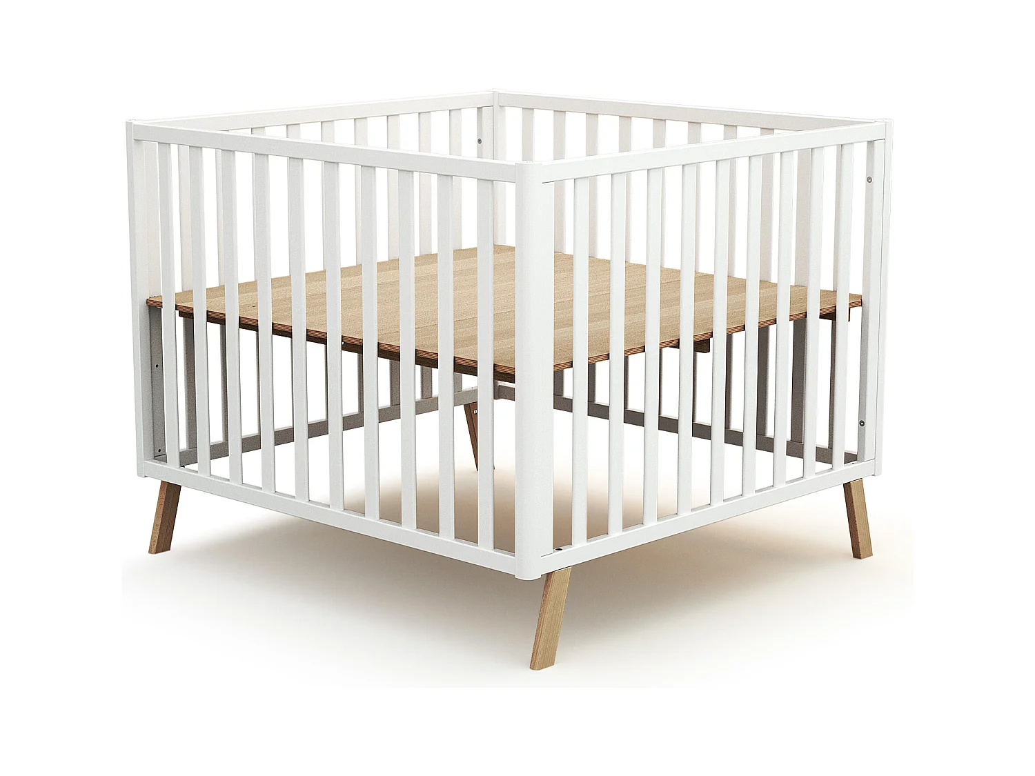 Omvormbare houten box CONFORT in hout Wit 100 x 100 cm