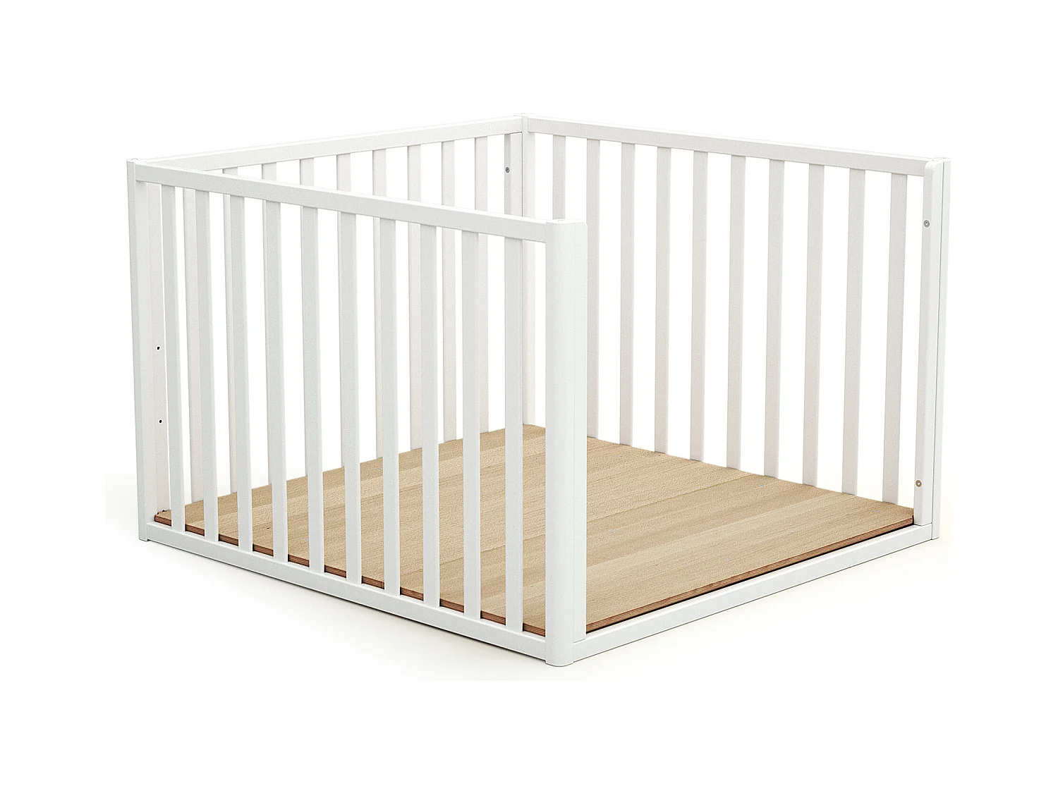 Parque infantil bebé evolutivo CONFORT madera - Blanco - 100 x 100 cm
