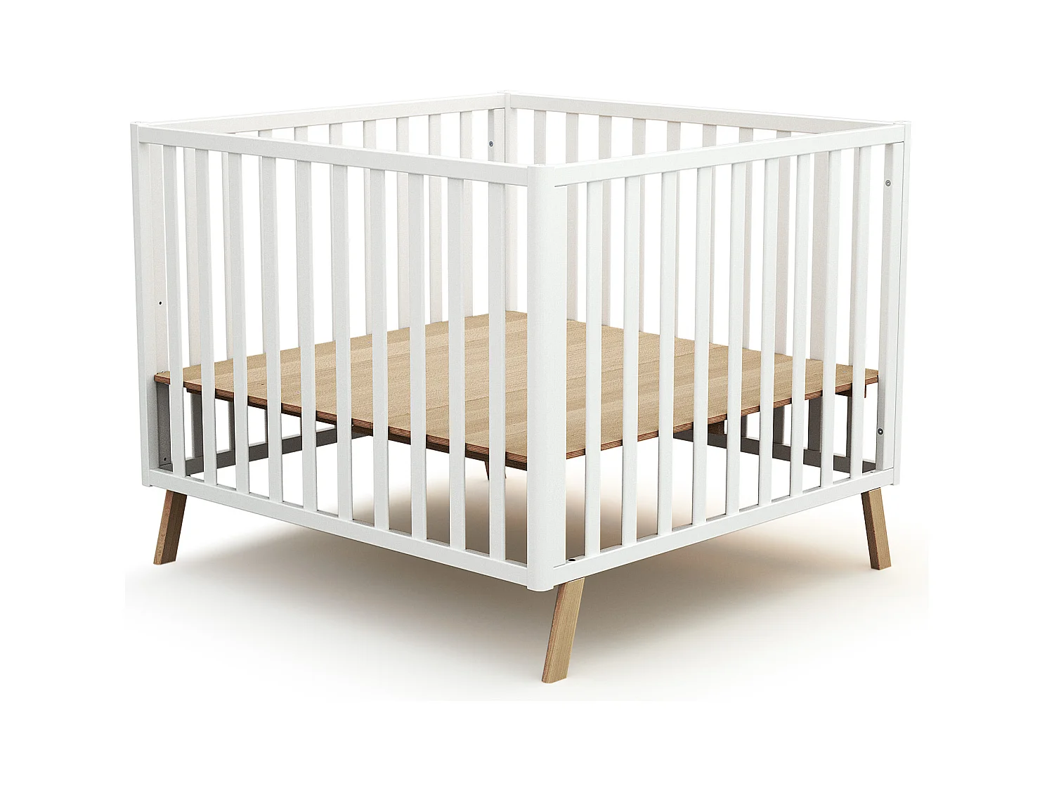 Parque infantil bebé evolutivo CONFORT madera - Blanco - 100 x 100 cm
