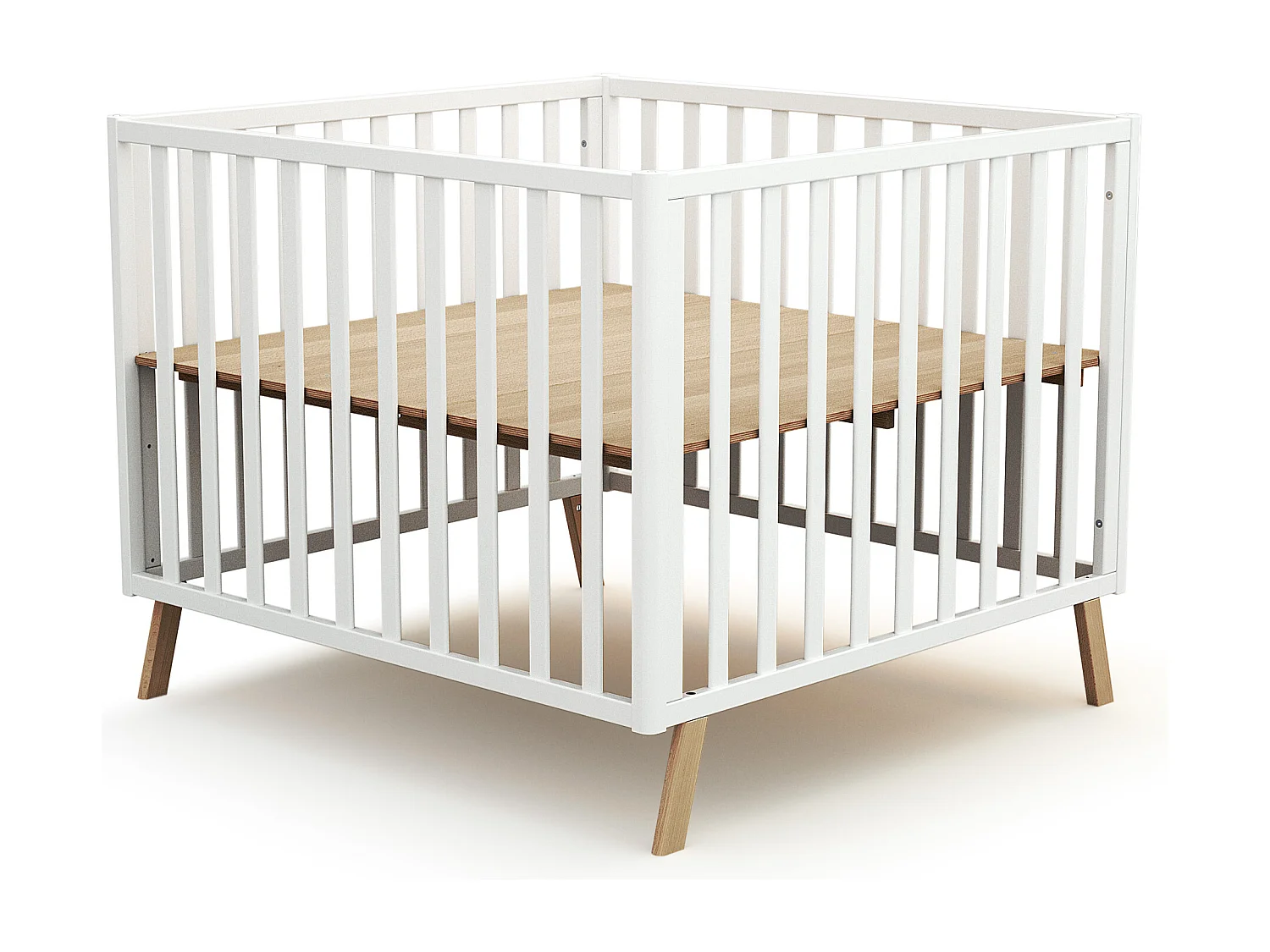 Parque infantil bebé evolutivo CONFORT madera - Blanco - 100 x 100 cm