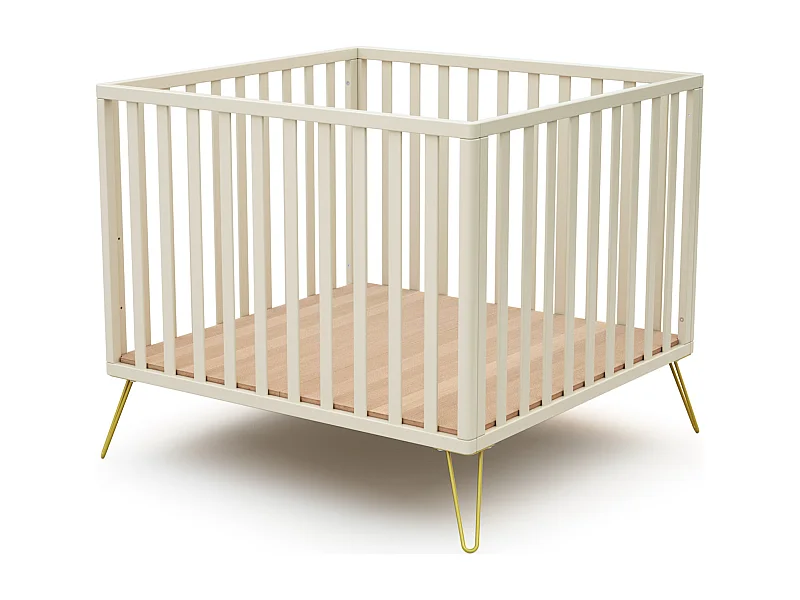 Laufgitter Baby ONLY Holz Weiß und Gelb 100 x 100 cm