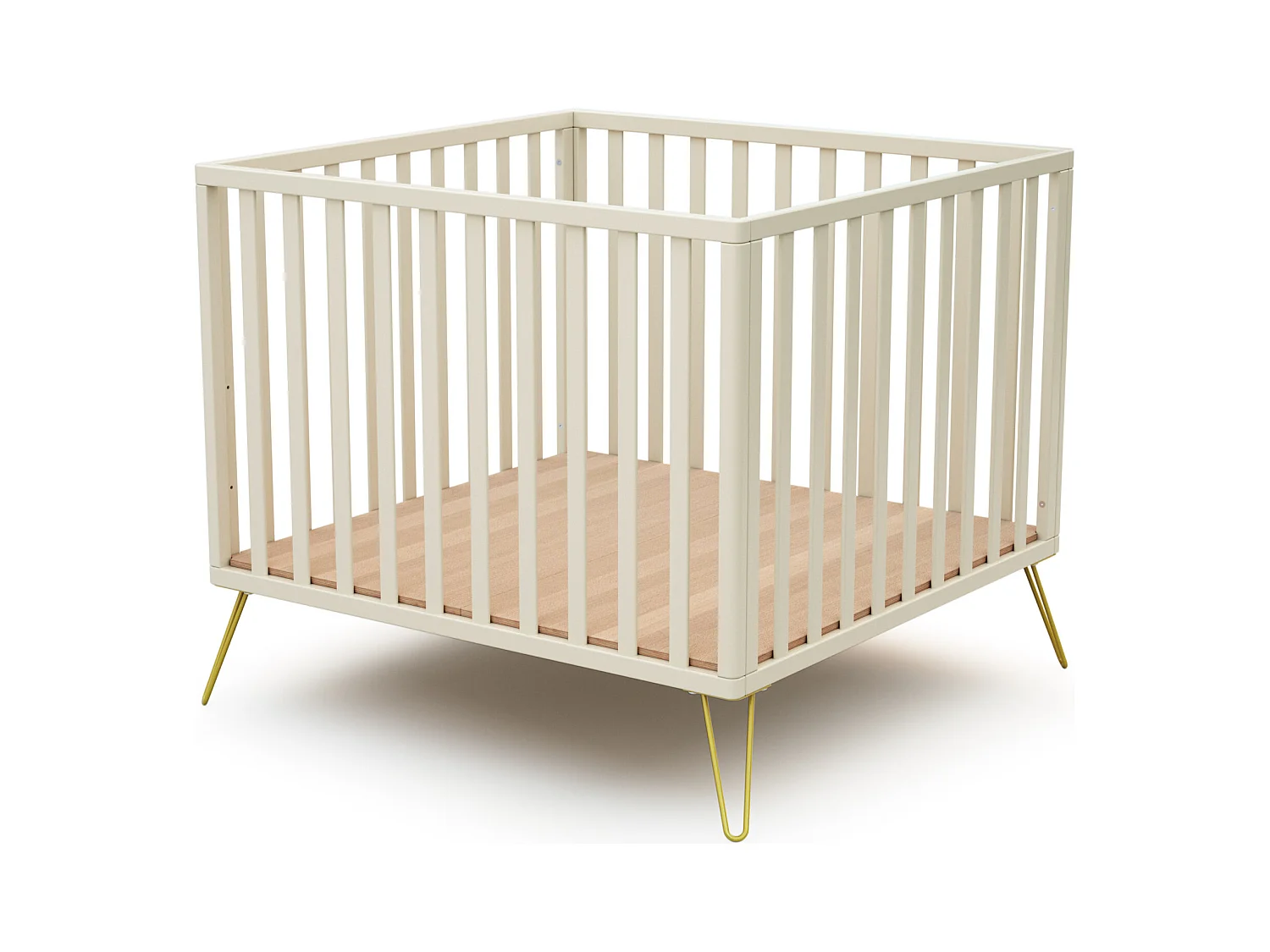 Parque infantil ONLY madera - Blanco/Amarillo - 100 x 100 cm