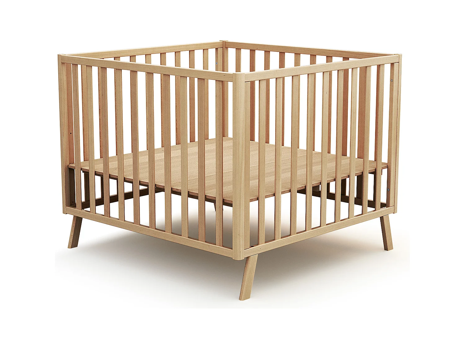 Parque infantil bebé evolutivo CONFORT madera - Haya Barnizada - 100 x 100 cm