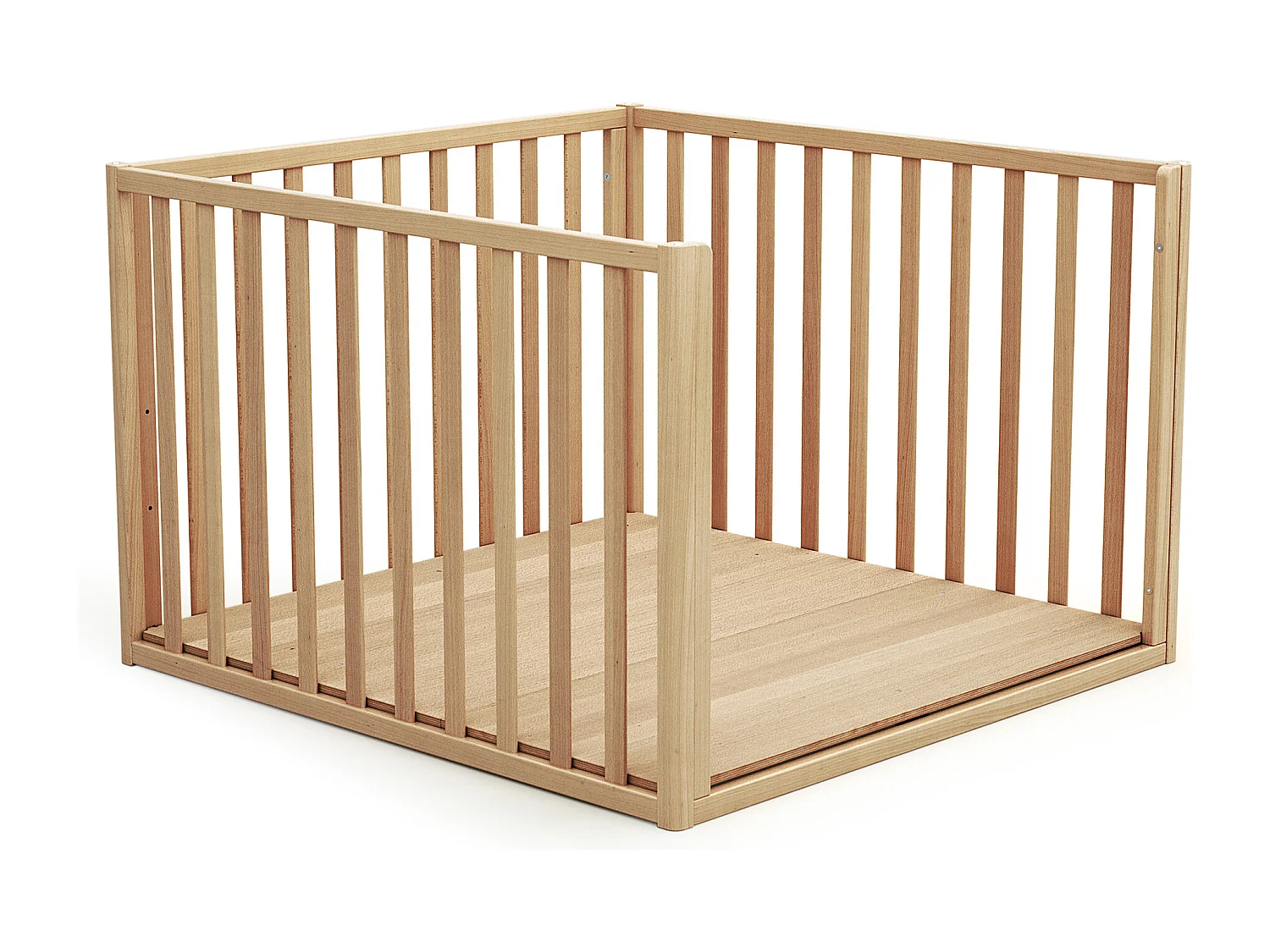 Parque infantil bebé evolutivo CONFORT madera - Haya Barnizada - 100 x 100 cm