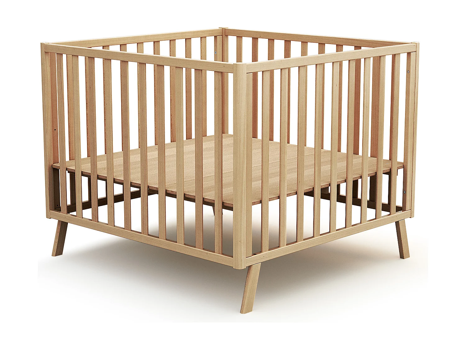 Parque infantil bebé evolutivo CONFORT madera - Haya Barnizada - 100 x 100 cm